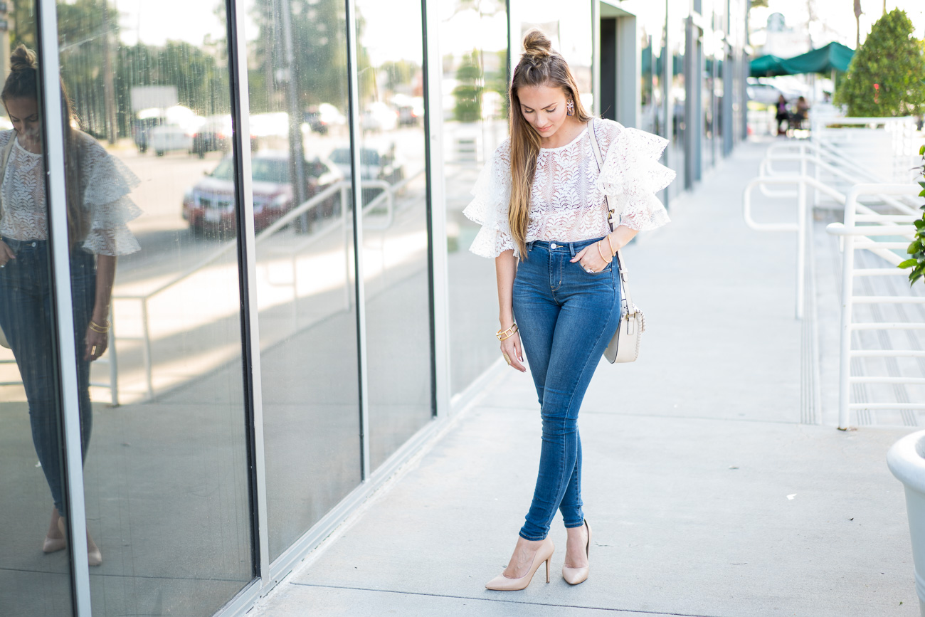Angela Lanter Storets Lace Top Levis High Waist Skinny Jeans