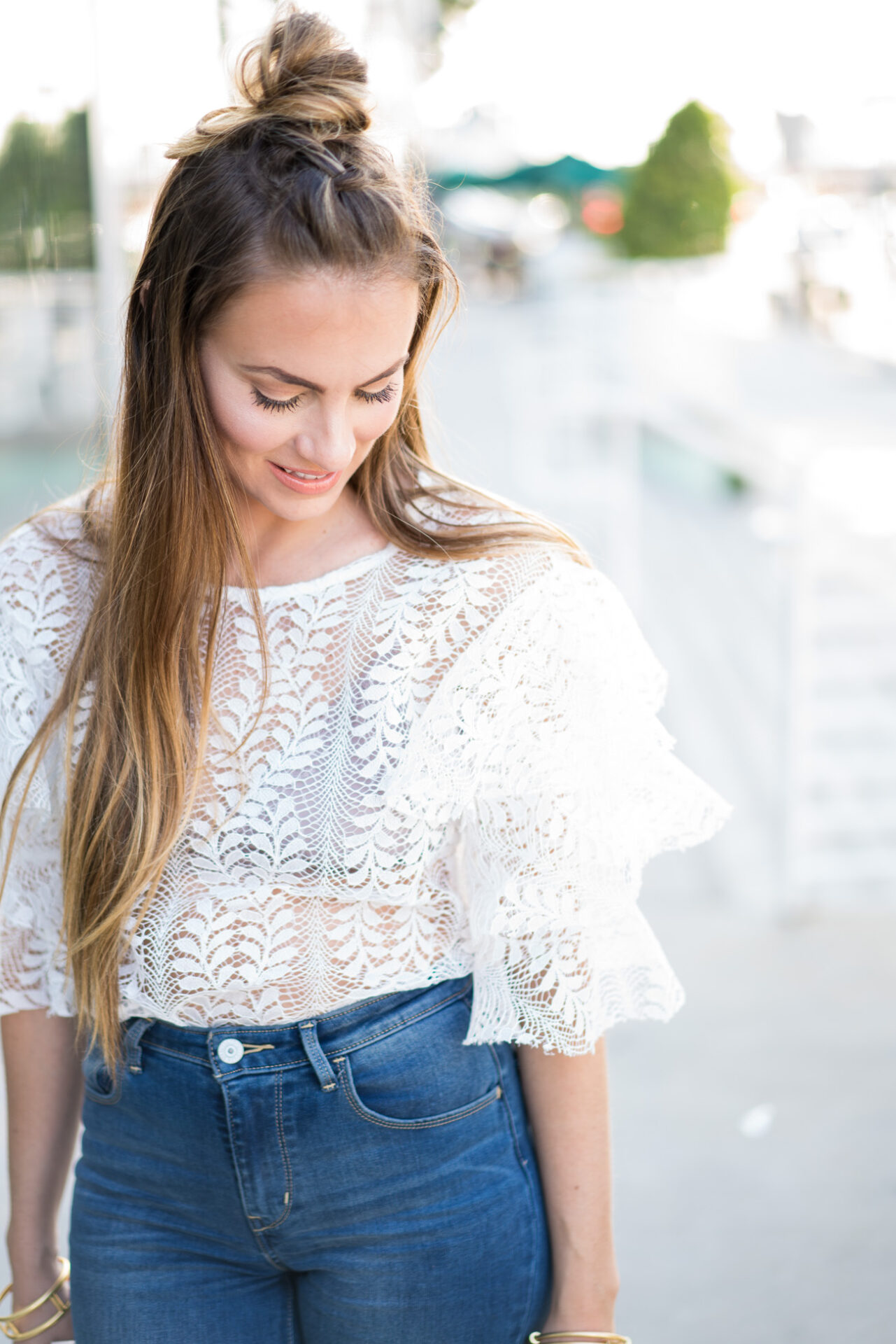 Angela Lanter Storets Lace Top Levis High Waist Skinny Jeans