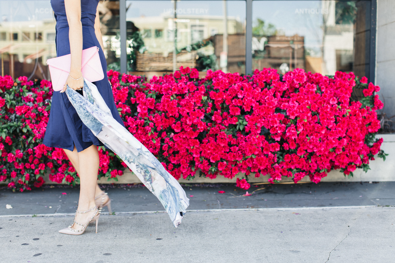 ASOS navy off-the-shoulder dress and valentino rockstud heels angela lanter hello Gorgeous