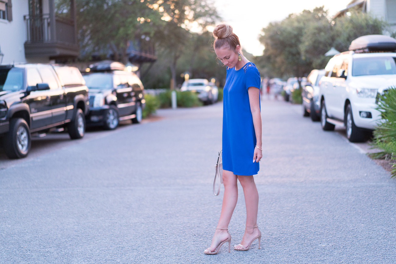 Cobalt blue nordstrom cut out dress angela lanter hello gorgeous rosemary beach florida 30A