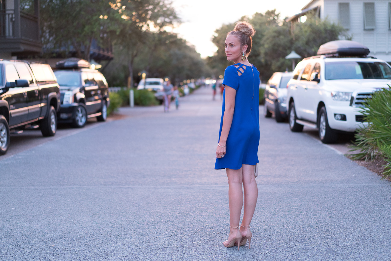 Cobalt blue nordstrom cut out dress angela lanter hello gorgeous rosemary beach florida 30A