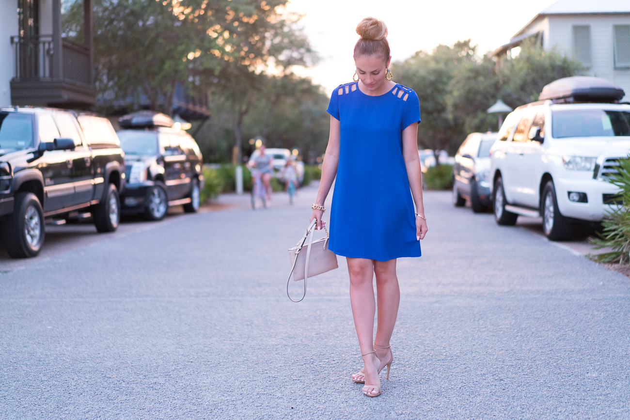 Cobalt blue nordstrom cut out dress angela lanter hello gorgeous rosemary beach florida 30A