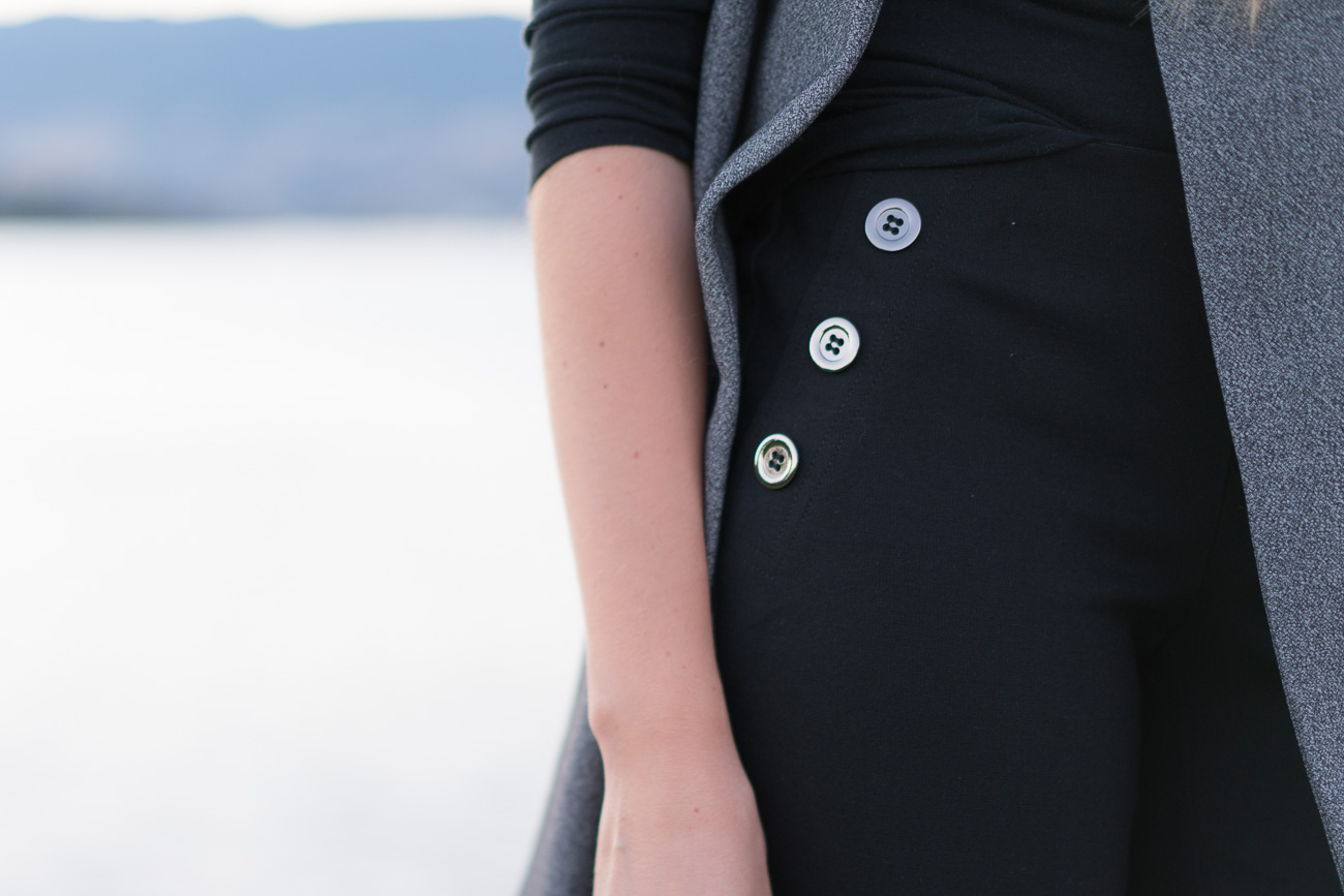 Macy's petite black dress pants black turtleneck grey vest black high heels fall business outfit angela lanter hello gorgeous