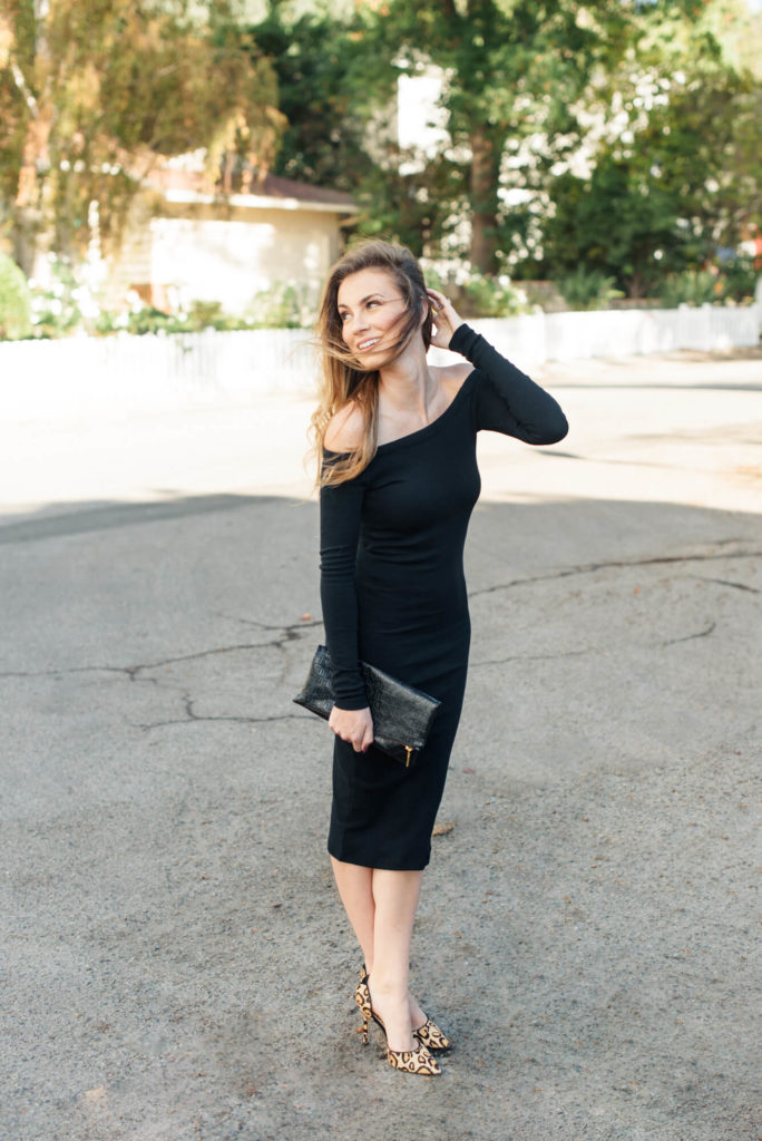 Gilmore Girls a year in the life review black off the shoulder dress leopard heels outfit angela lanter hello gorgeous