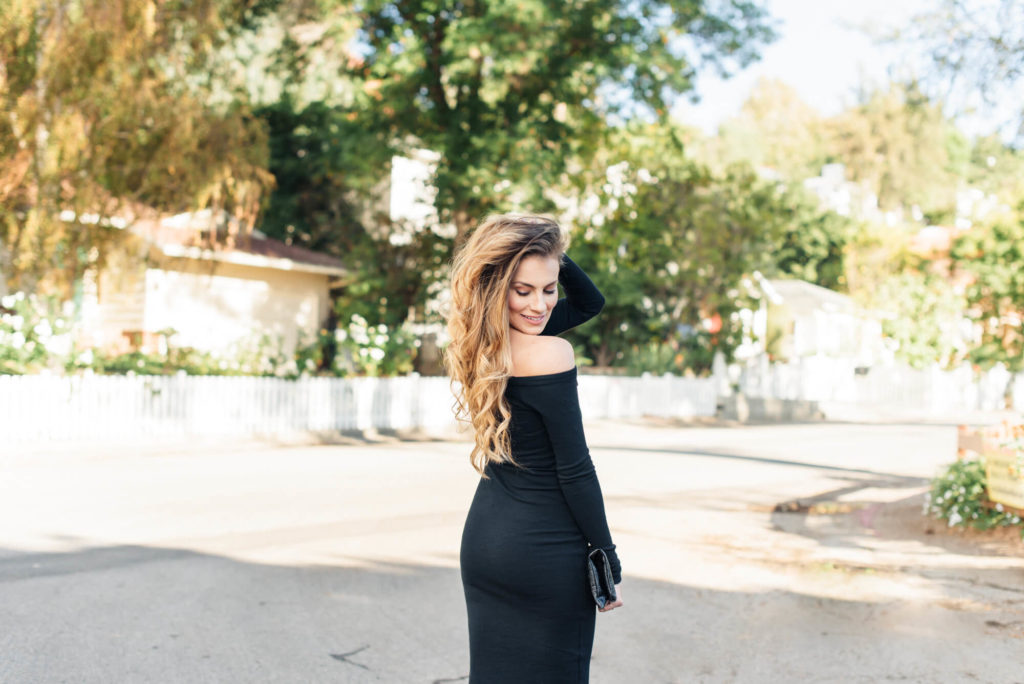 Gilmore Girls a year in the life review black off the shoulder dress leopard heels outfit angela lanter hello gorgeous