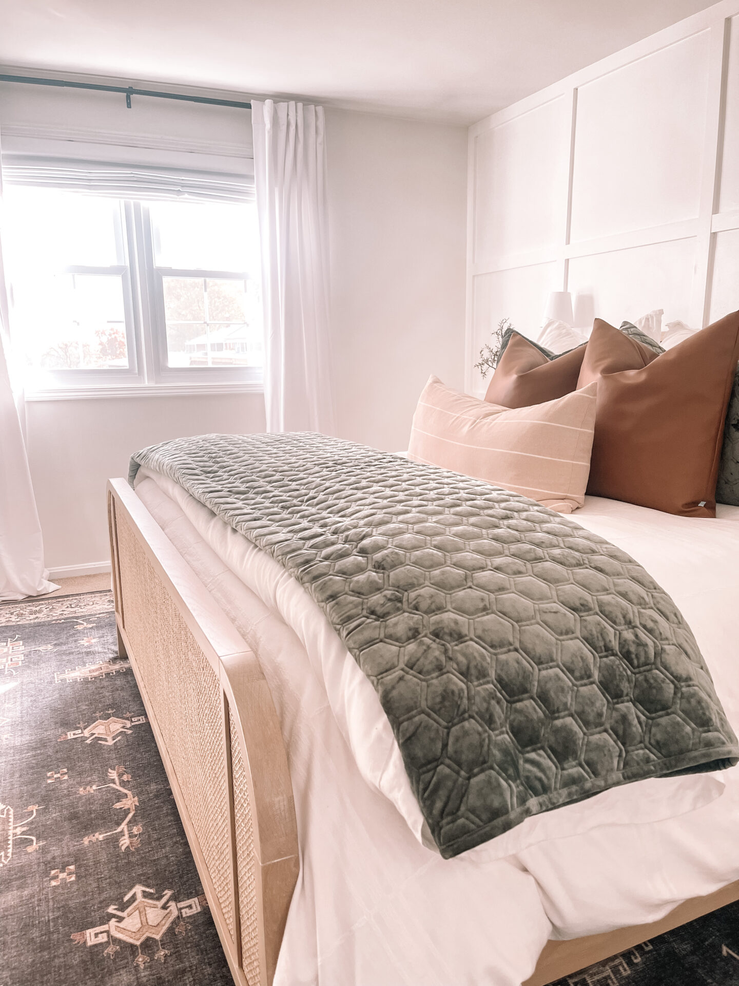 coastal bedroom makeover in Ohio townhouse rental property 2022 by lifestyle blogger Angela Lanter