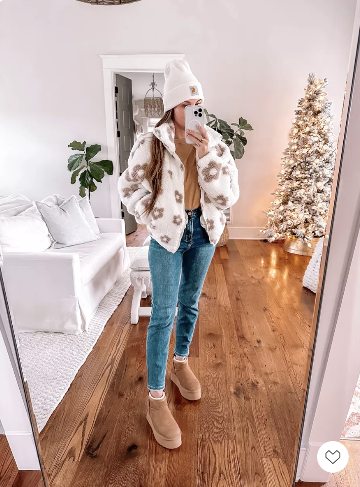 Carhartt white beanie outfit by fashion blogger Angela Lanter