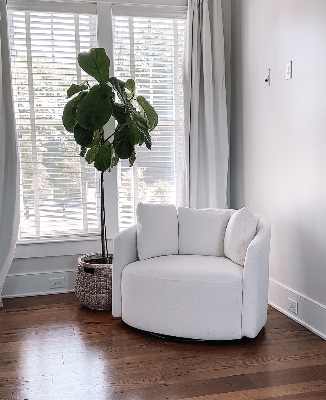 Pottery Barn Swivel Chair dupe Beautiful Drew Chair by Drew Barrymore, Cream from WALMART BY LIFESTYLE BLOGGER ANGELA LANTER