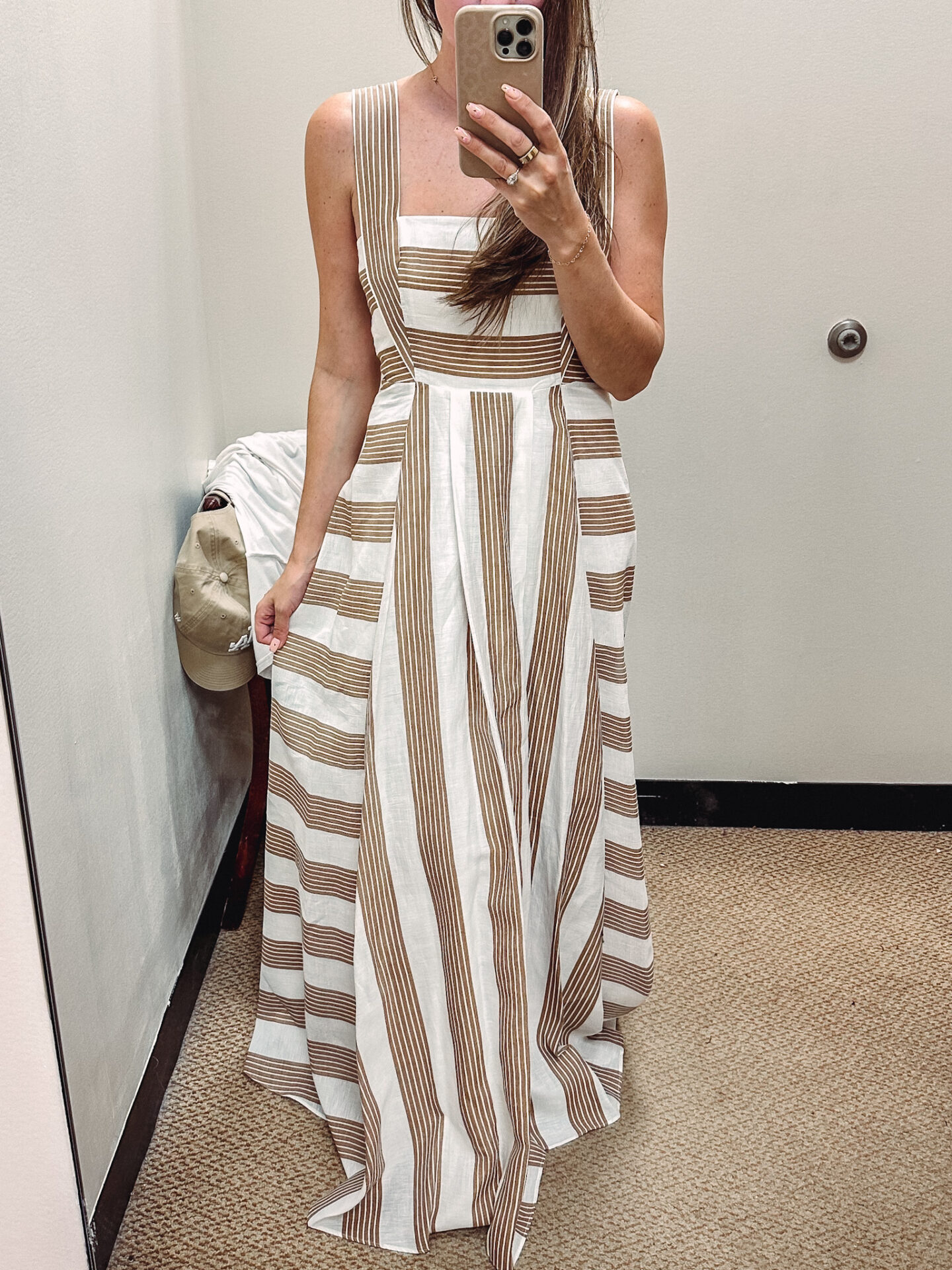 My Favorite Pieces From Dillard's Exclusive Brand: Antonio Melani X M.G. Style. Fashion blogger Angela Lanter wearing the x M.G. Style Jenny Stripe Square Neckline Linen Blend Maxi Dress