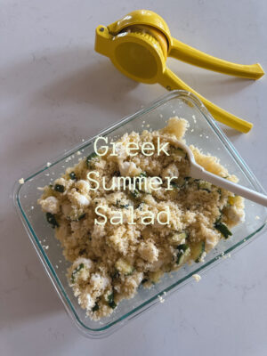 Cucumber Greek salad recipe for summer by lifestyle blogger Angela Lanter.
